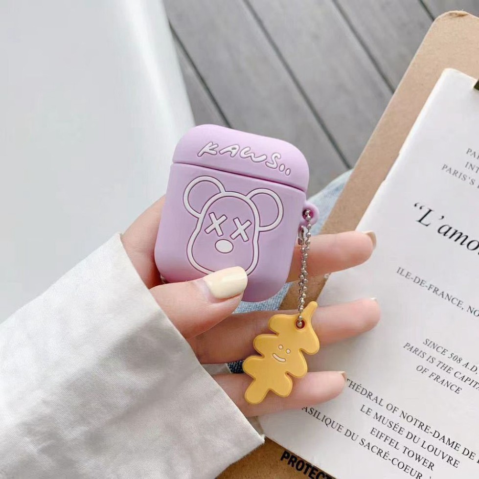 ✔️Case Vỏ Bọc Airpod 2 Đựng Tai Nghe Airpods 1 2 Pro Kaws nằm Chất Liệu Silicon Cao Cấp Cực Xinh (Cam/trắng/vàng)