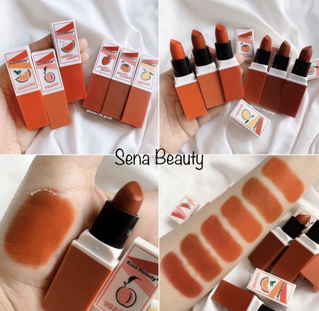Son Thỏi [FREE SHIP] Son Thỏi Lì Kiss Beauty Hoa Quả Fruit Matte Lipstick Mẫu Mới Đẹp [sonthoili] | BigBuy360 - bigbuy360.vn