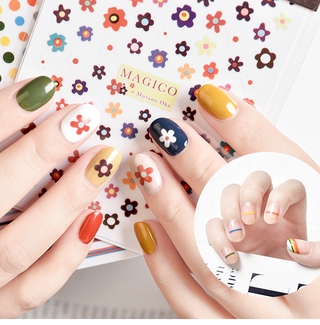 Nhãn Dán Móng Tay Dạng Lột Chống Nước Lâu Trôi In Họa Tiết Hoa / Trái Cây Màu Cầu Vồng Dễ Thương