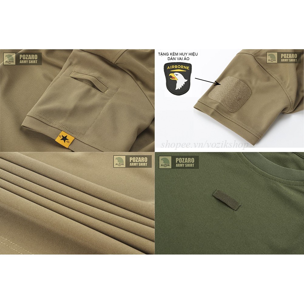 Áo thun lính quân đội cổ tròn vải poly dành cho nam VOZIK
