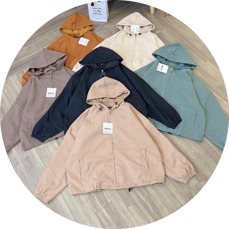 Áo khoác trơn basic kaki da lộn gân tăm cánh dơi có nón 2 lớp unisex ulzzang nam nữ