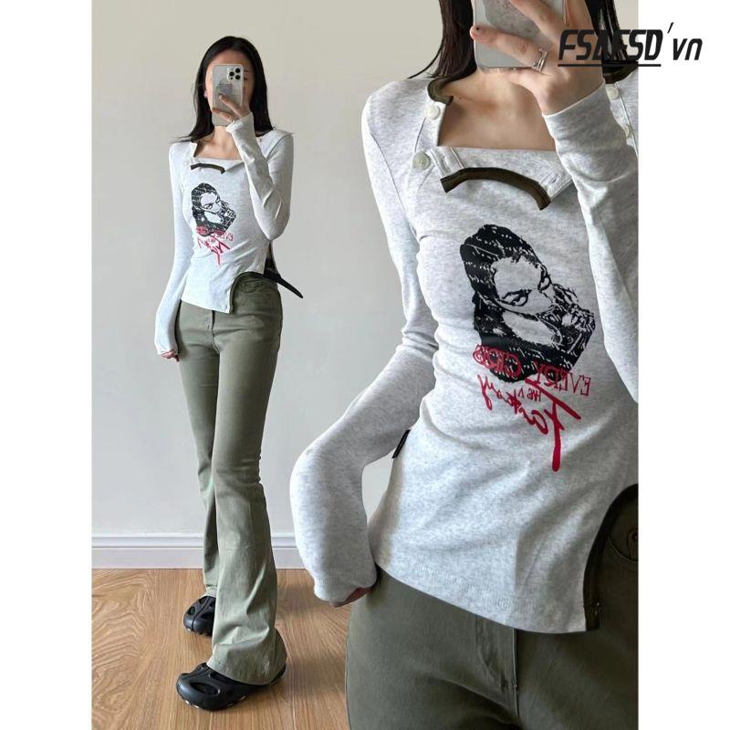 Áo Thun Tay Dài Màu Sắc Đơn Giản Phong Cách Hàn Quốc