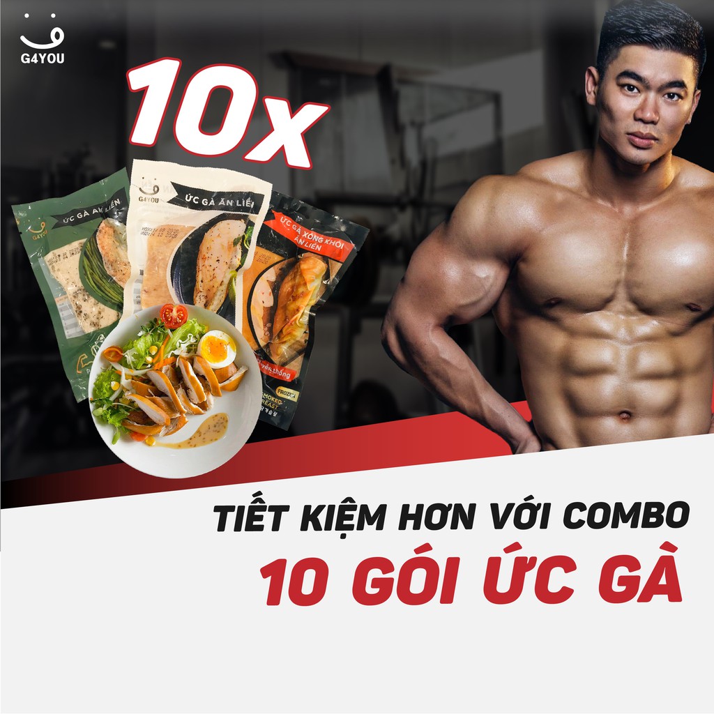 Combo 10 Gói Ức Gà Ăn Liền G4You Tăng Cơ Giảm Mỡ 100G