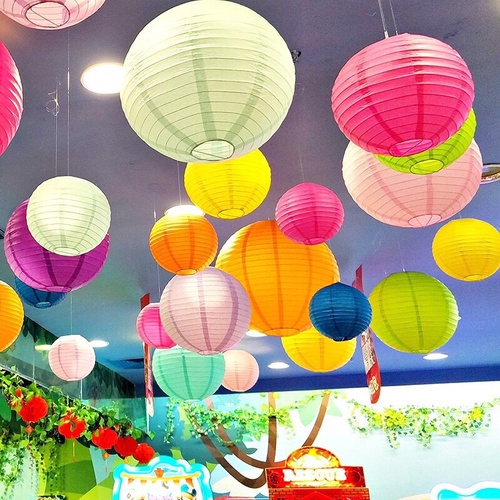 Lồng đèn, đèn lồng trang trí giấy lụa tròn nhiều màu sắc, kích cỡ trang trí lễ,tết, trung thu, tiệc cưới,nhà cửa,noel
