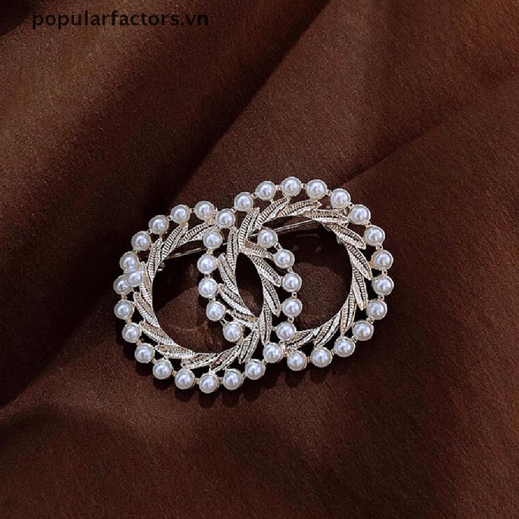 Ghim Cài Áo / Khăn Choàng Hình Tròn Tráng Men Nhiều Màu Đính Ngọc Trai Sang Trọng