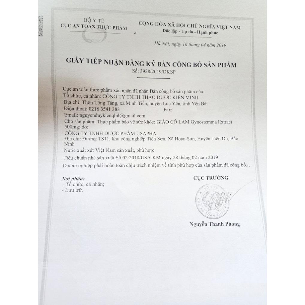 Viên uống Giảo Cổ Lam Kiên Minh - hỗ trợ giảm mỡ máu, tiểu đường và huyết áp cao (lọ 60v)