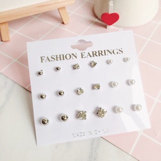 Set 9 đôi bông tai nụ cỡ tăng dần