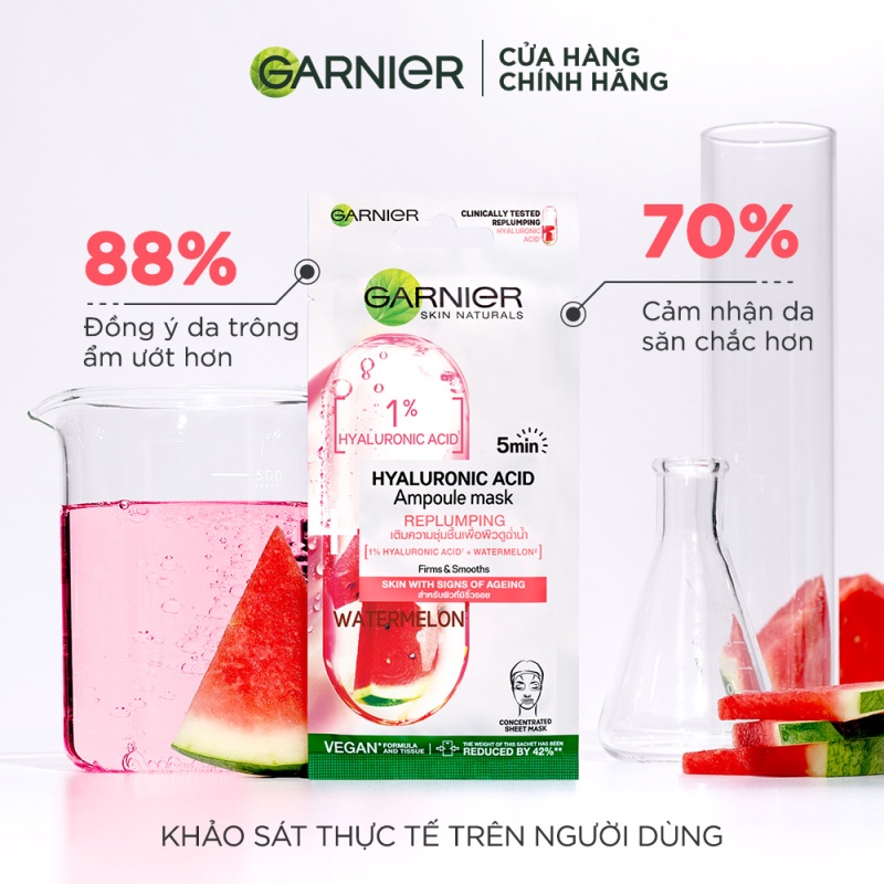 Bộ sản phẩm tinh chất cô đặc chăm da Garnier Serum 30ml x 3 Garnier Masks 15g