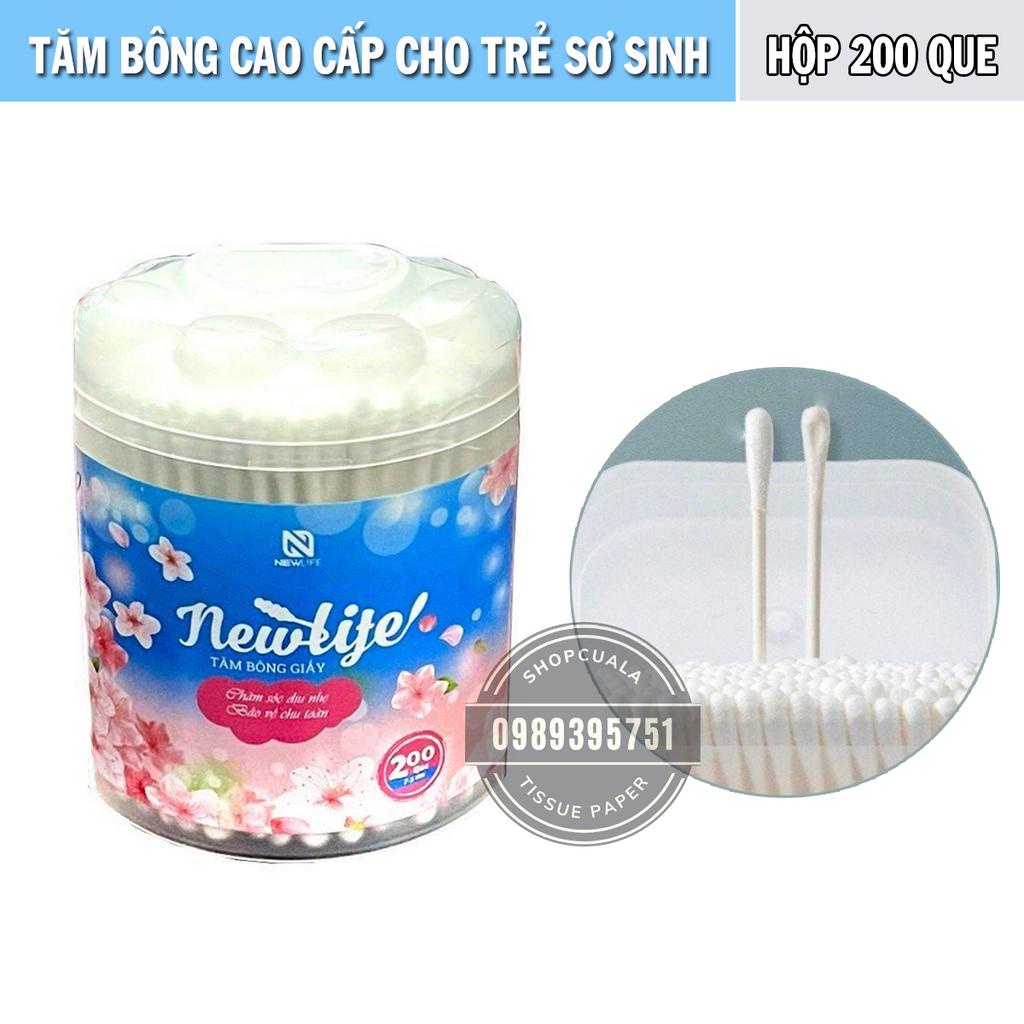 Tăm bông cao cấp cho trẻ sơ sinh NewLife - Hộp 200 que