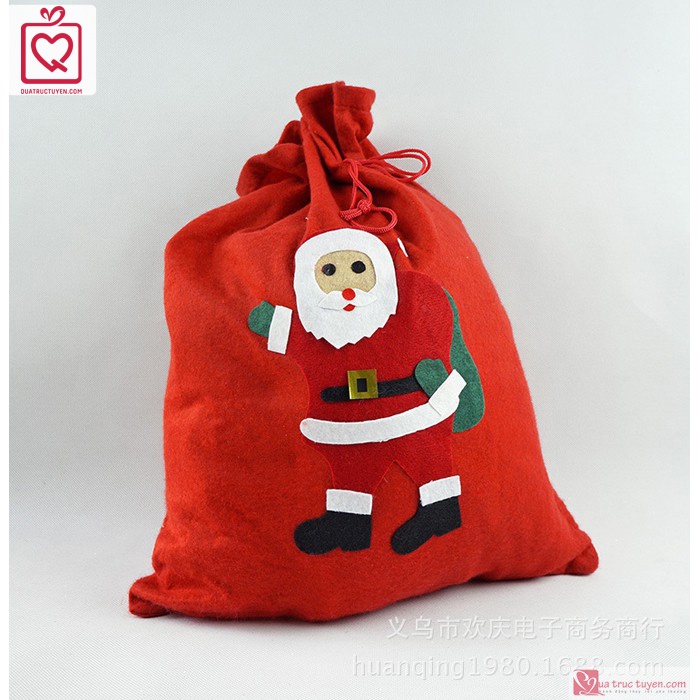 Túi đựng quà ông già Noel có dây rút - Trang phục túi quà giáng sinh