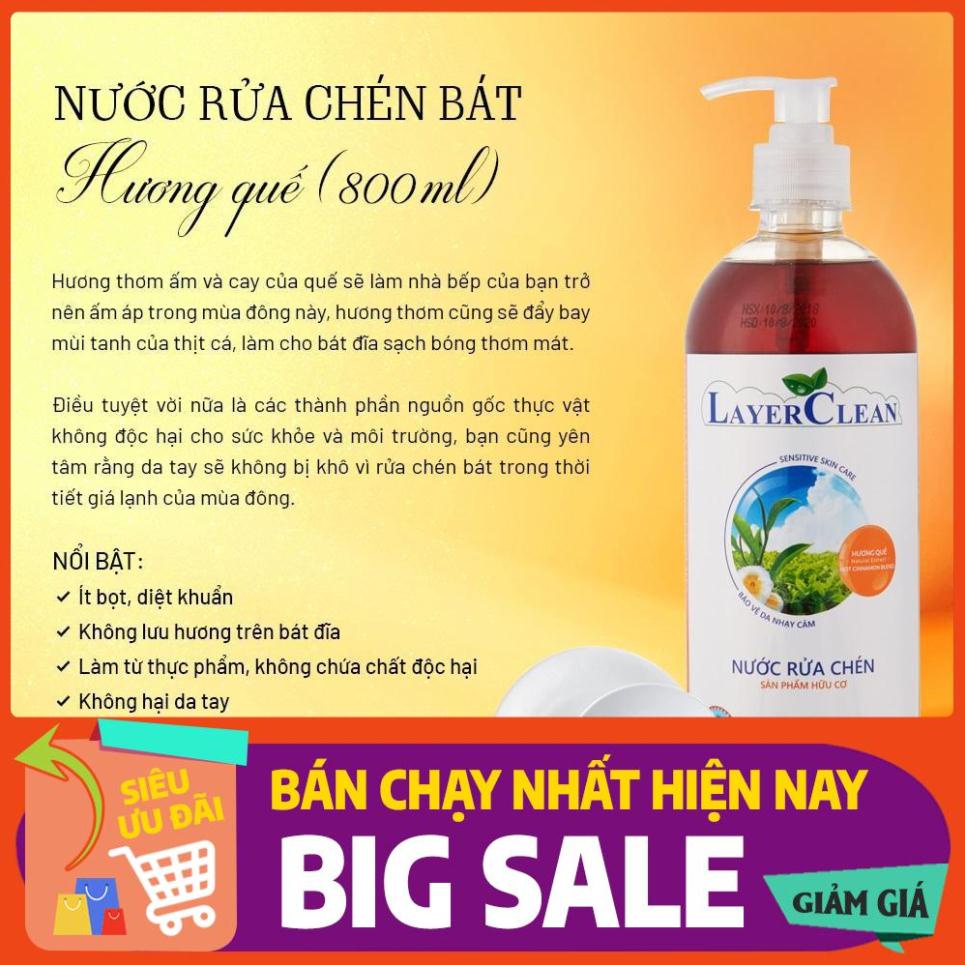 Nước rửa bát hữu cơ Layer Clean 800ml Quế