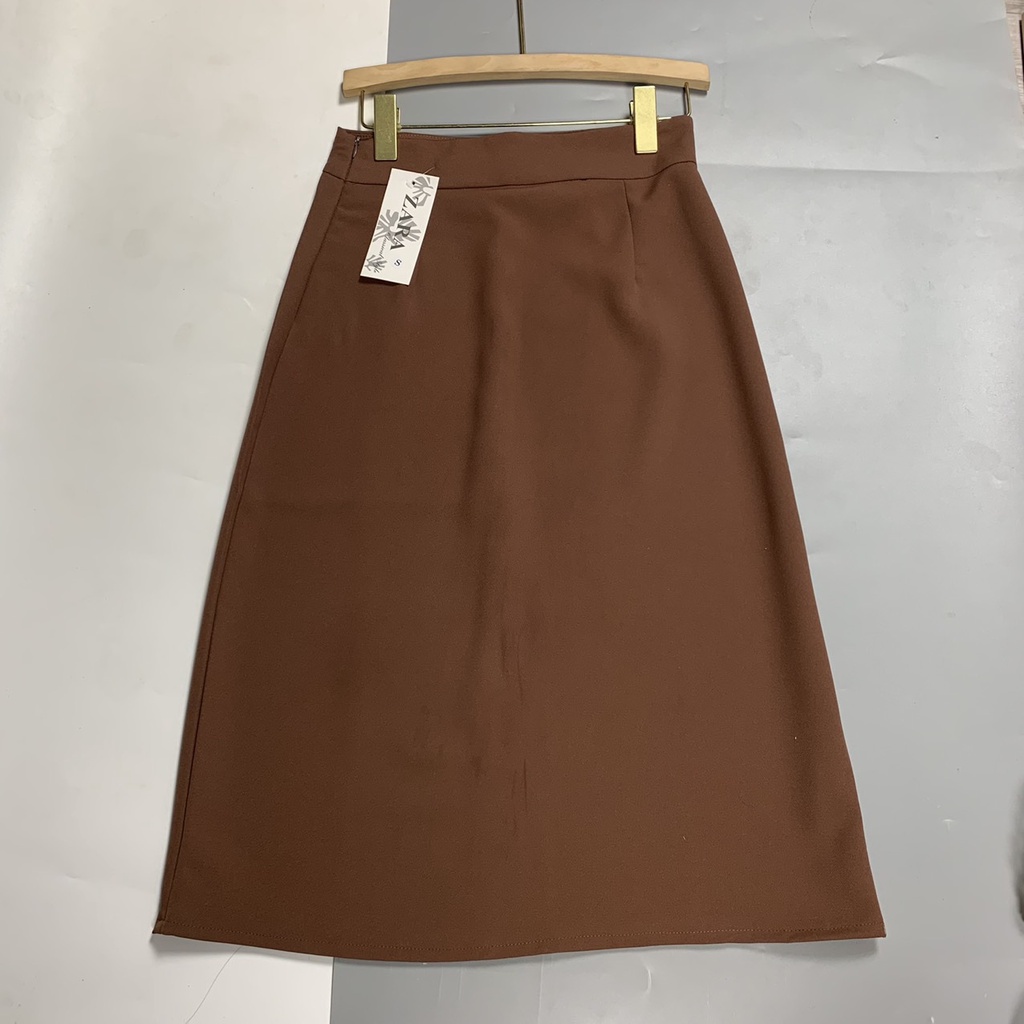 Chân váy dài midi chữ A xả sau chất tuyết mưa cao cấp CV518 SUTANO