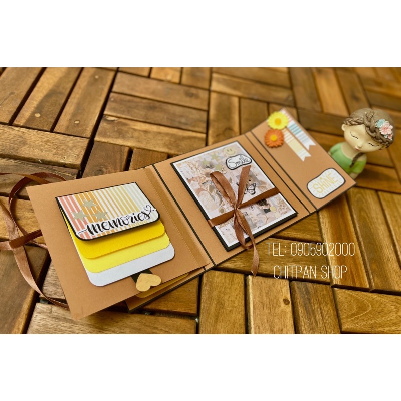 Scrapbook - album dán ảnh handmade- 15x15cm- dán 15 ảnh 6x9cm