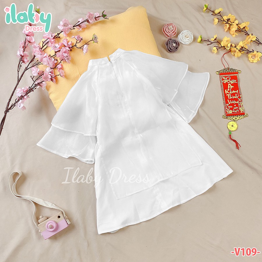 [Mã FARSBR7A giảm 10% đơn 99K] Áo dài cho bé gái ILaby tơ organza [V109]