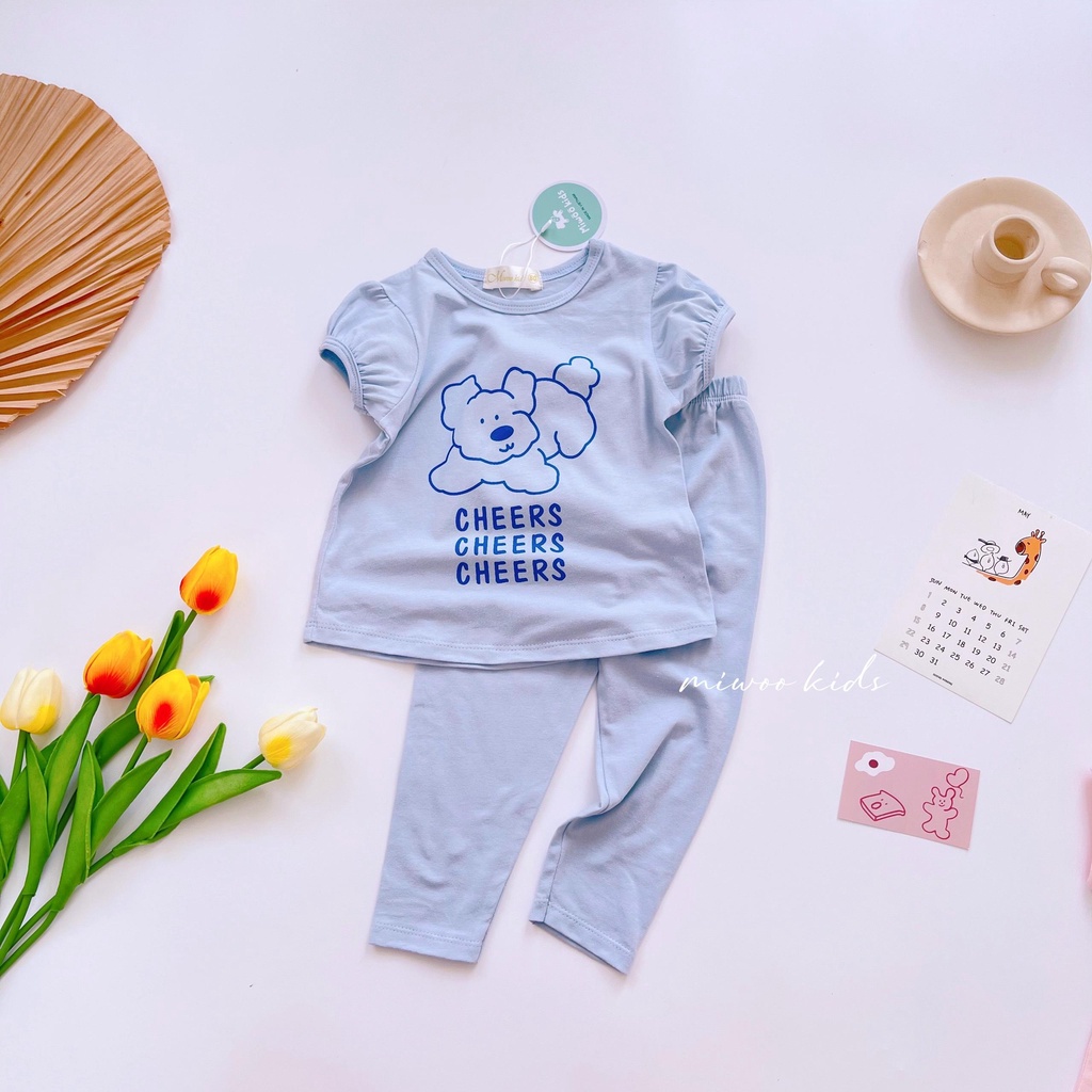 đồ bộ bé gái thun cotton tay cộc quần dài đi học đi chơi họa tiết ngộ nghĩnh Shushibaby