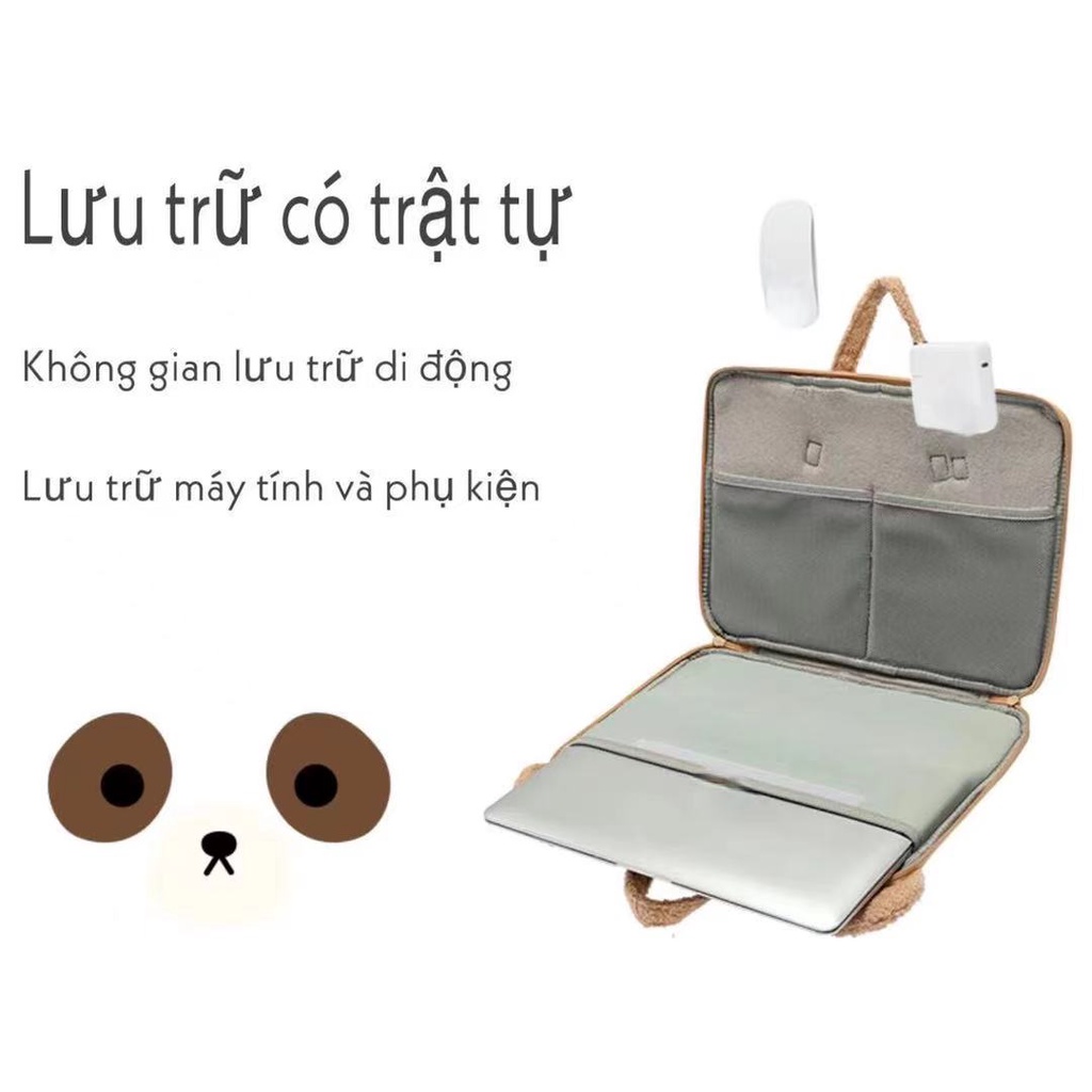 Túi đựng máy tính xách tay 13.3/ 14.1/ 15.6 inch hình gấu teddy phong cách dễ thương