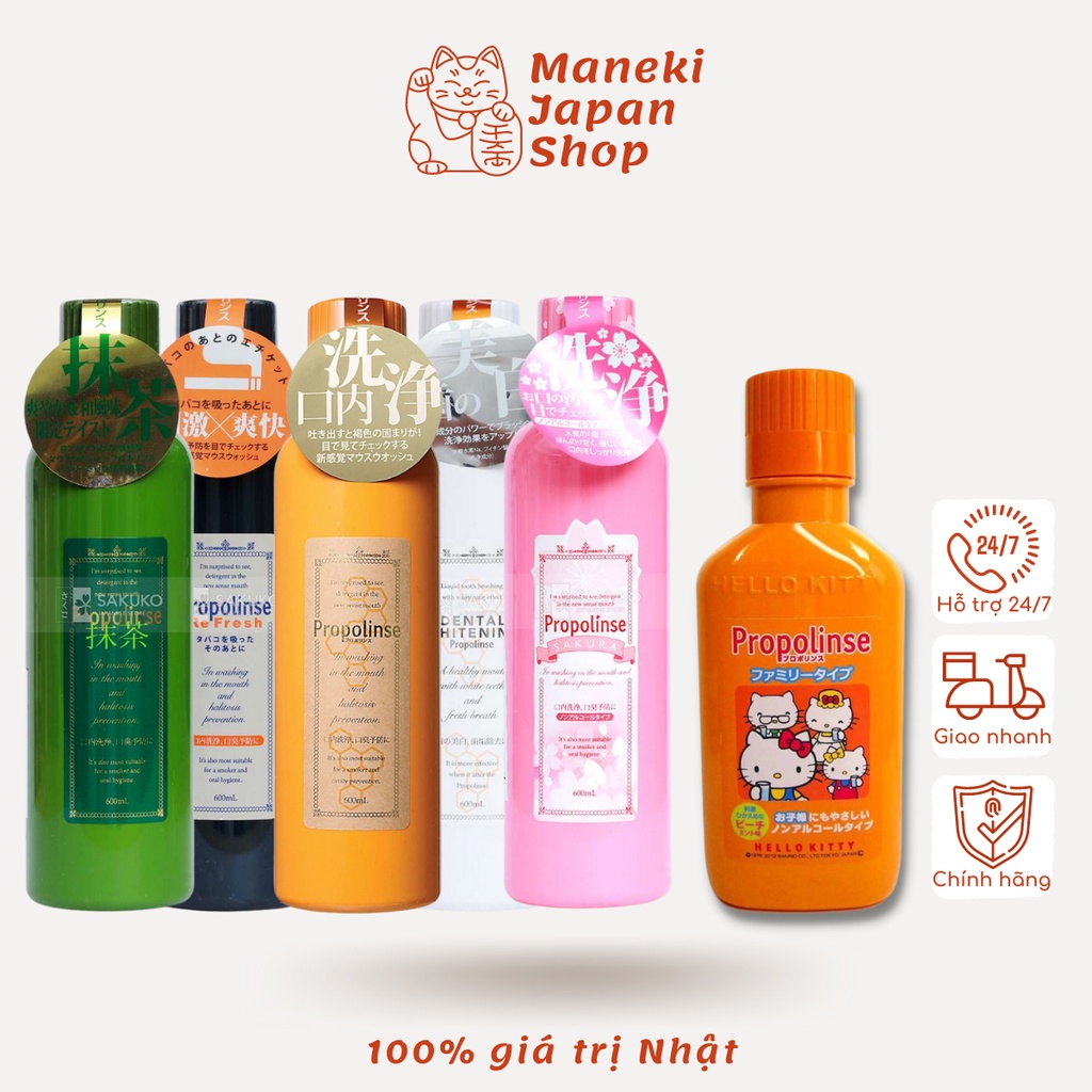 Nước súc miệng Propolinse 600ml hàng Nhật nội địa Xúc miệng trắng răng Maneki