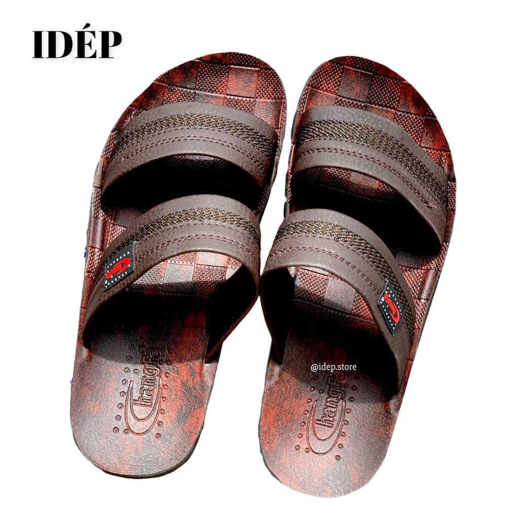 Dép da nam 2 quai ngang cao cấp đế PU đúc nguyên khối cho nam trung niên Maipy DL089