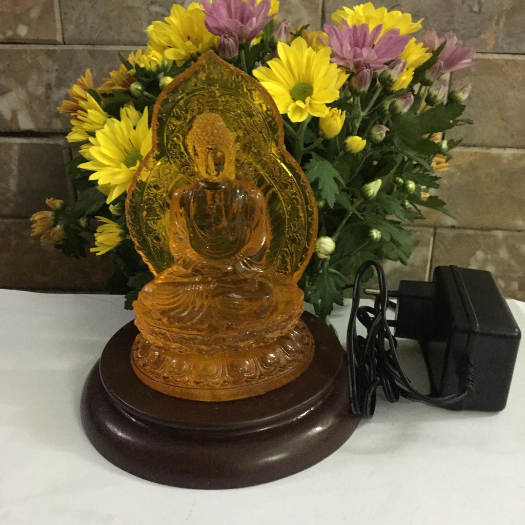 Tượng phật A Di Đà đế có đèn cao 17.5 cm mang bình an cho mọi người -