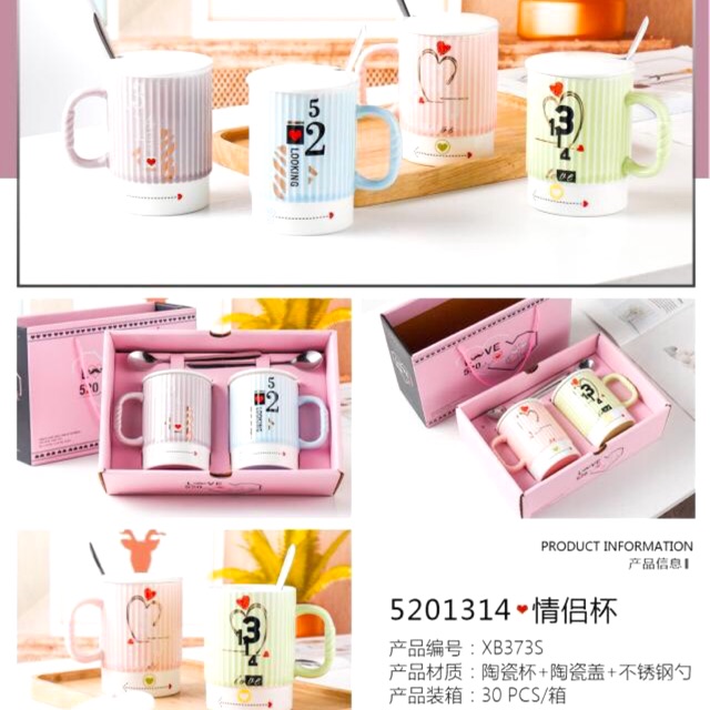[Hàng mới] Hộp ly sứ cặp đôi đáng yêu