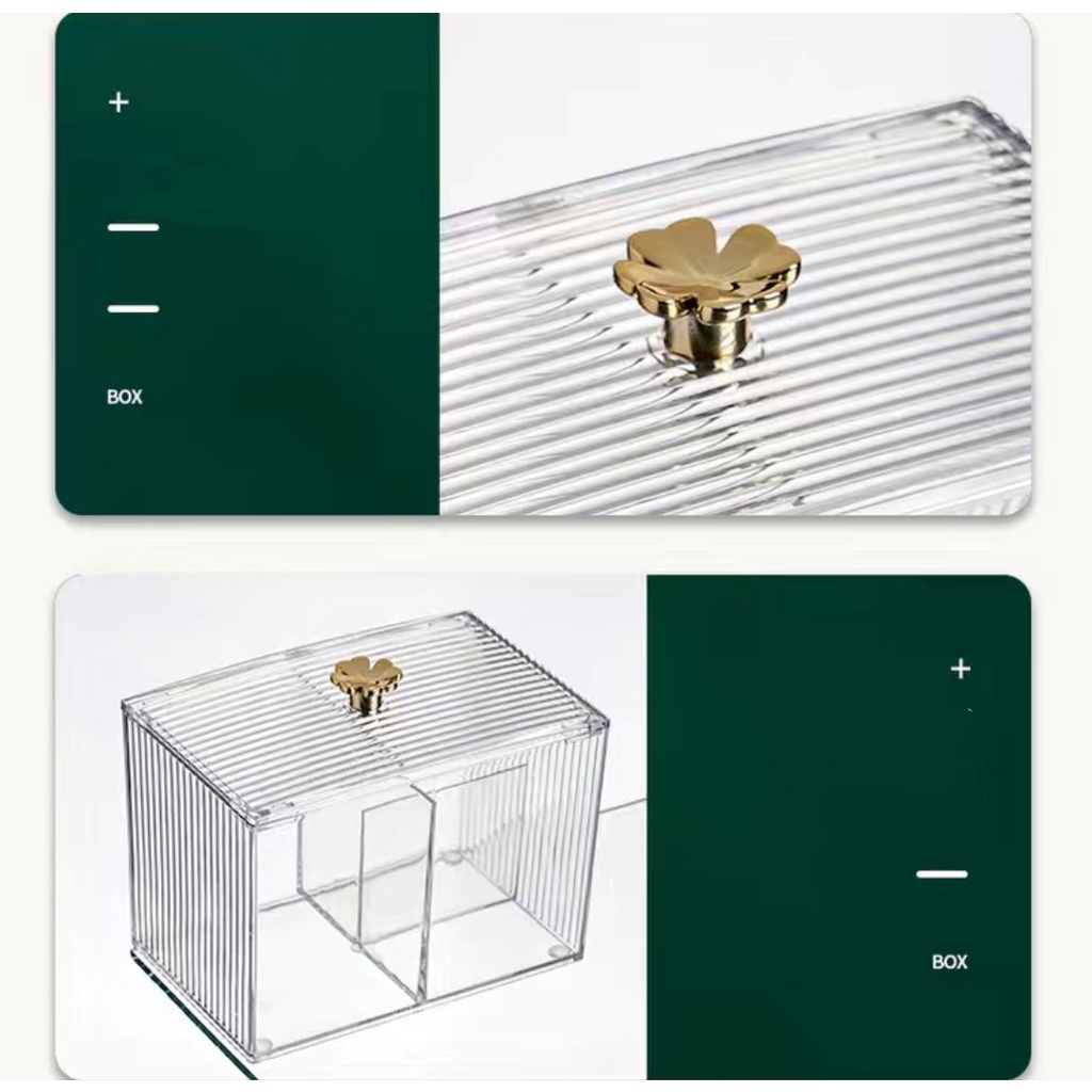 Hộp Đựng Tăm Bông/Mỹ Phẩm Bằng Acrylic Trong Suốt Cỡ Lớn Thiết Kế Mới