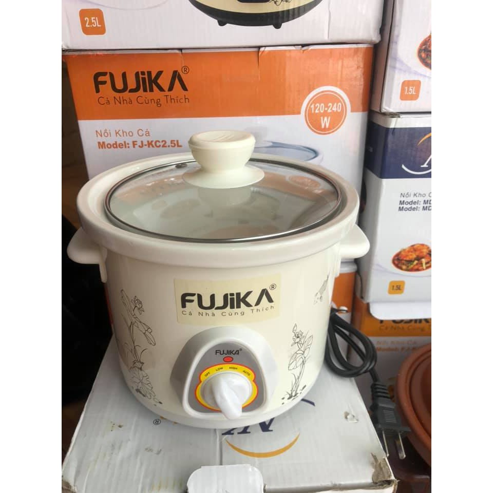 Nồi Kho Cá, nồi nấu chậm Fujika FJ-KC15/25 dung tích 1.5L/2.5L dùng điện, bảo hành 12 tháng