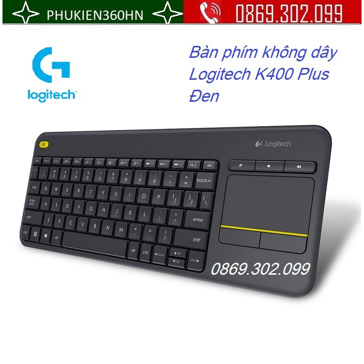 Bàn phím không dây Logitech K400 Plus Đen