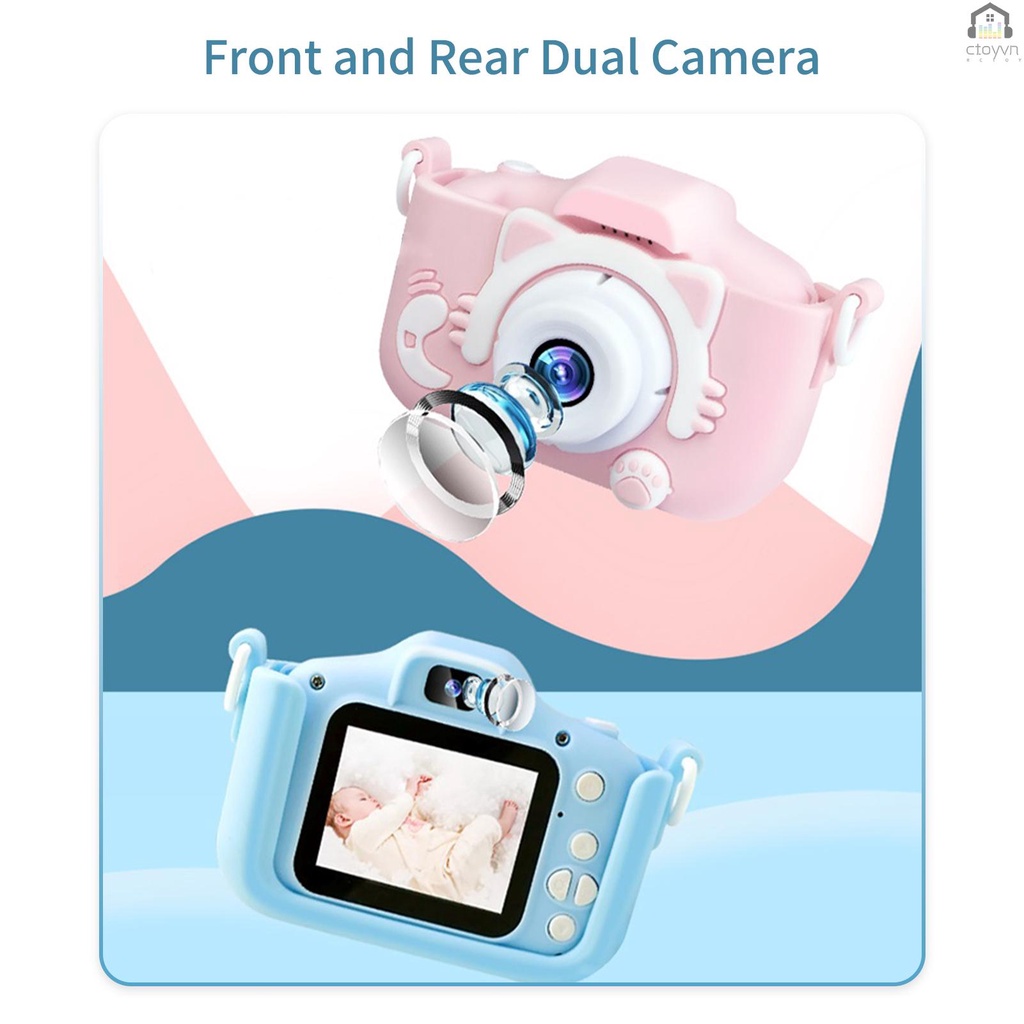 Camera kỹ thuật số 20MP 1080P HD dễ thương có thể sạc lại màn hình 1.9 Inch 32GB hỗ trợ thẻ nhớ cho bé 3-10
 | BigBuy360 - bigbuy360.vn