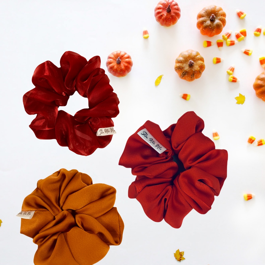SCRUNCHIES LỤA Đỏ đô - dây cột tóc Tiệm nhà Min phong cách Hàn Quốc mềm mại bồng bềnh - MIN.0026