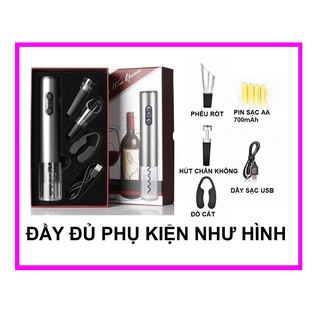 Máy mở rượu Vang tự động dạng sạc kèm đầy đủ phụ kiện Electric Wine Opener