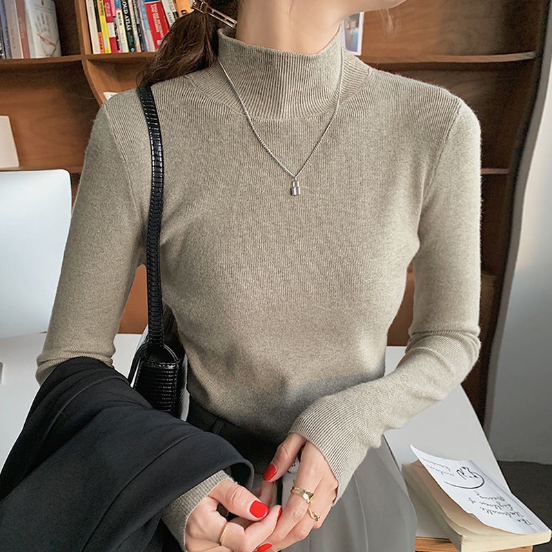 Áo len cổ lọ tay dài thời trang thu đông thanh lịch đơn giản