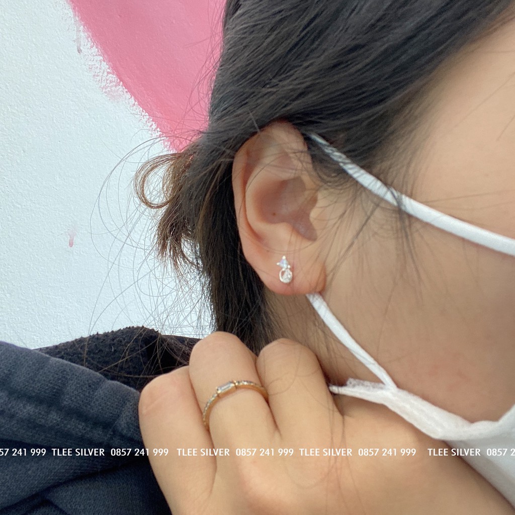 Khuyên tai bạc TLEE mèo mini nạm đá ngộ nghĩnh TleeJewelry B0323