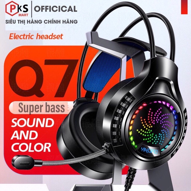 Tai nghe Chụp Tai YINOIAO Q7 Gaming Có Mic Chống Ồn Led Đẹp Dùng Cho Máy Tính Laptop Điện Thoại Có 3 Màu Trắng Đen Hồng