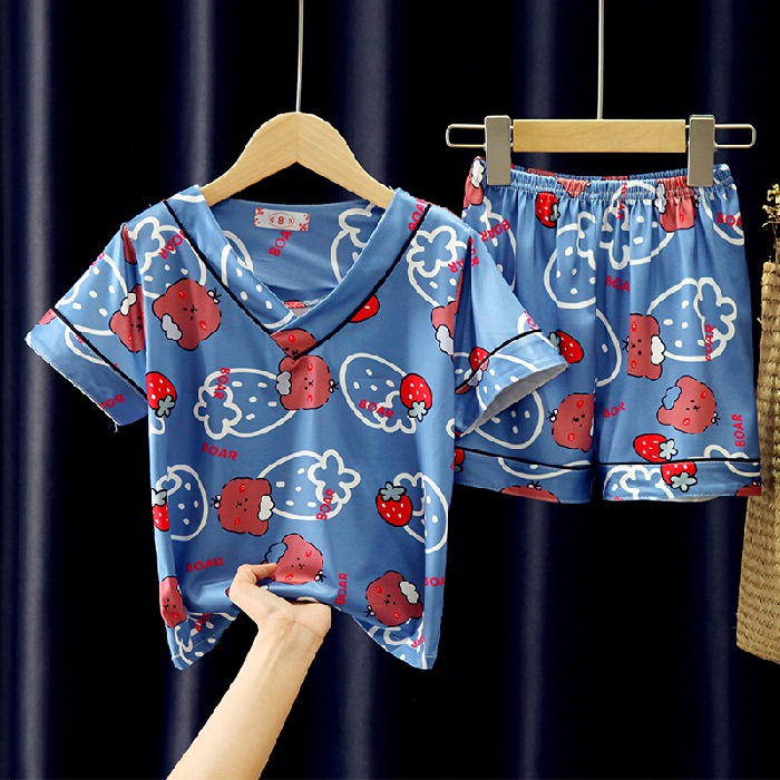 Bộ Đồ Ngủ Tay Ngắn Chất Liệu Cotton Dễ Thương Cho Bé