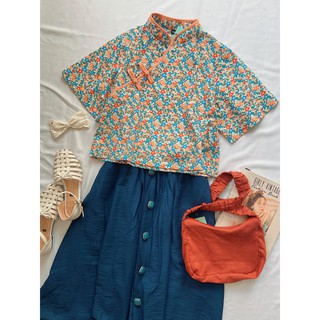 Áo sườn xám croptop nữ cổ điển