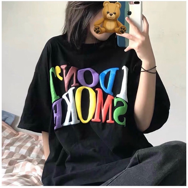 Áo Thun Form Rộng Tay Lỡ Hình Chữ IDONT SMOKE, Áo Phông Rộng Unisex