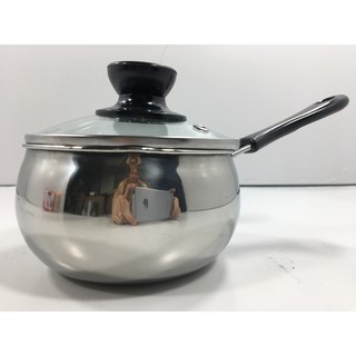 Nồi nấu bột, cháo inox 1 đáy Hoàng Gia size 12cm và 14cm [Ảnh Thật - Chính Hãng]