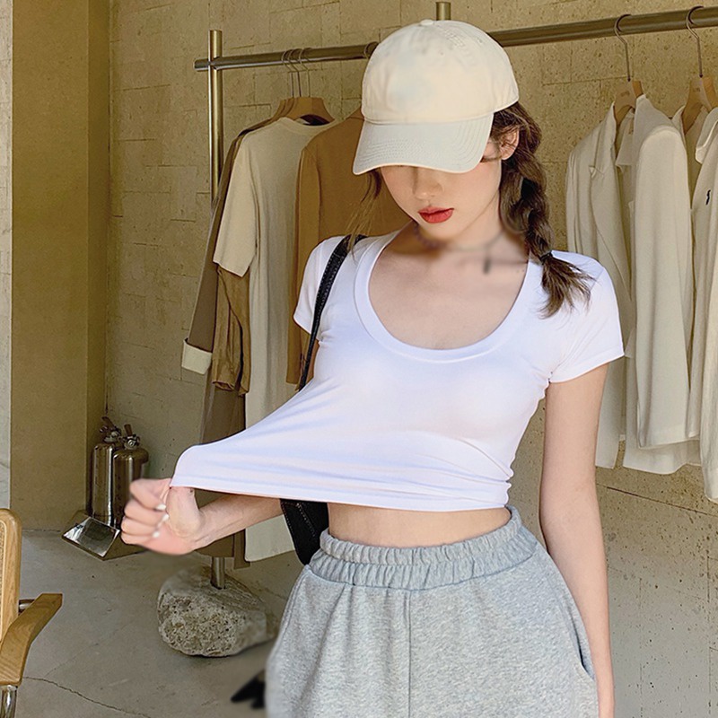 Áo Thun Croptop Tay Ngắn Kiểu Dáng Trẻ Trung Năng Động Cho Nữ