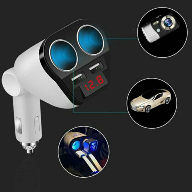 Bộ Sạc Ô Tô Bật Lửa 2 Cổng USB Và Màn Hình Acu