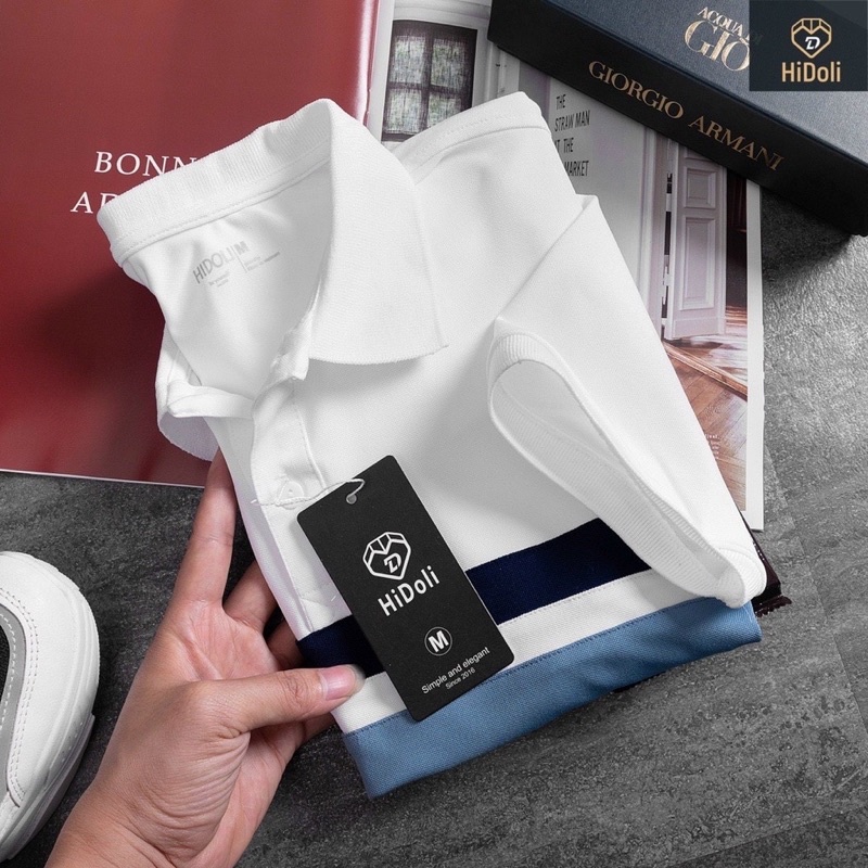 Áo thun Polo nam phối ngang  vải cá sấu Cotton xuất xịn thấm hút mồi hôi tốt