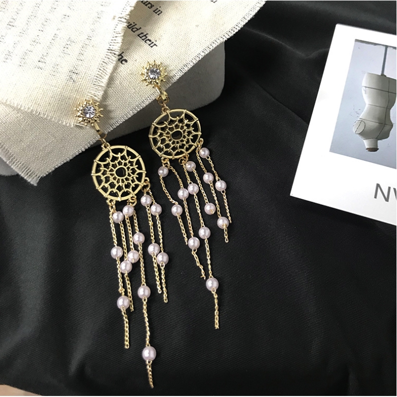 Bông Tai Mạ Bạc 925 Hình Dreamcatcher Xinh Xắn Cho Nữ