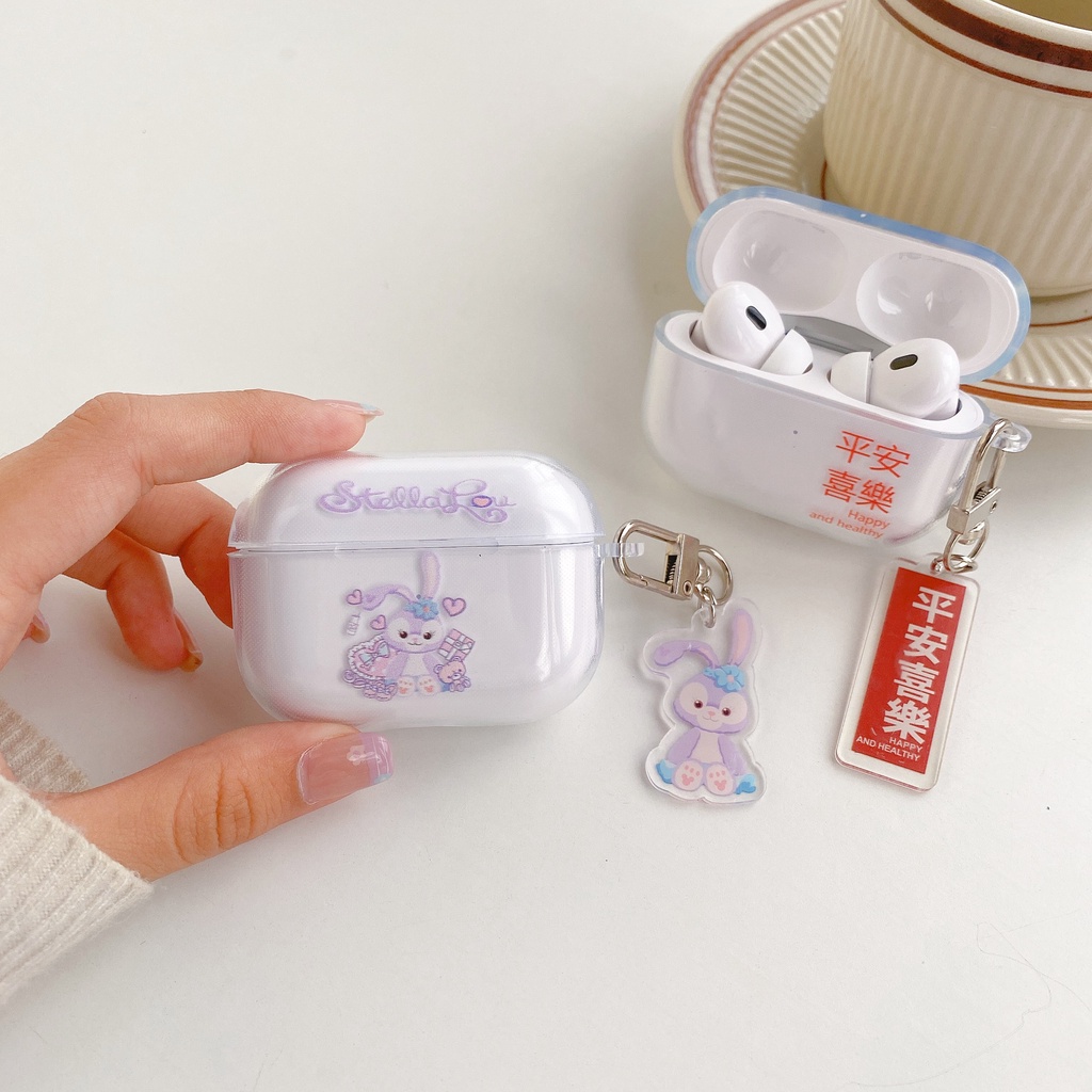 Vỏ Bảo Vệ Hộp Sạc Tai nghe không dây AirPods Pro2  Trong Suốt Họa Tiết Hoạt Hình Nhật Bản Kèm Dây Đeo