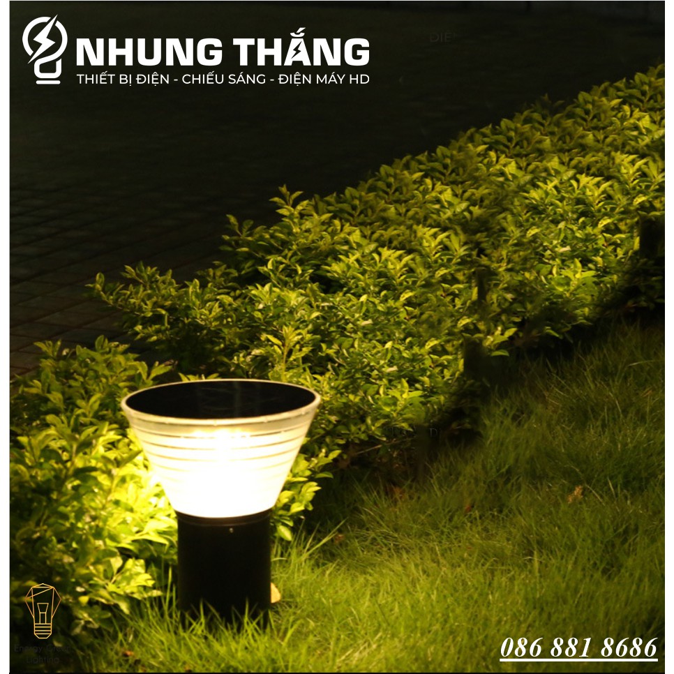 Đèn Cột Sân Vườn Hình Nón DSV-2130 - Chiều Cao 30cm - Sử Dụng Điện Và Dùng Năng Lượng Mặt Trời - Chống Nước IP65