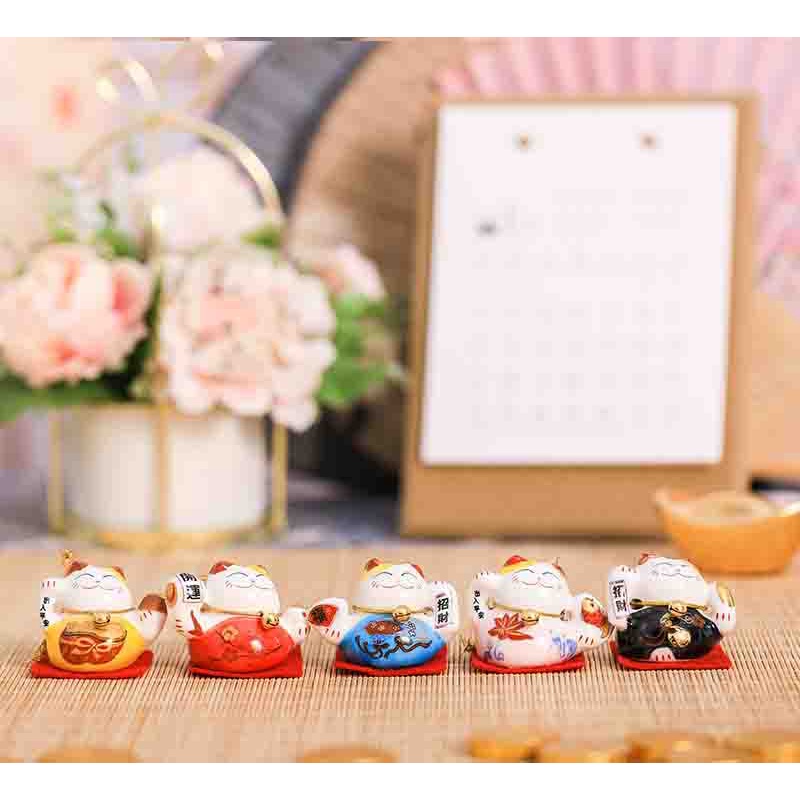 (Hàng Sẳn TP.HCM) Gốm Sứ trang tri xe hơi,phòng khách, Búp bê may mắn Nhật Bản Daruma, Mèo thần tài Maneki Neko.