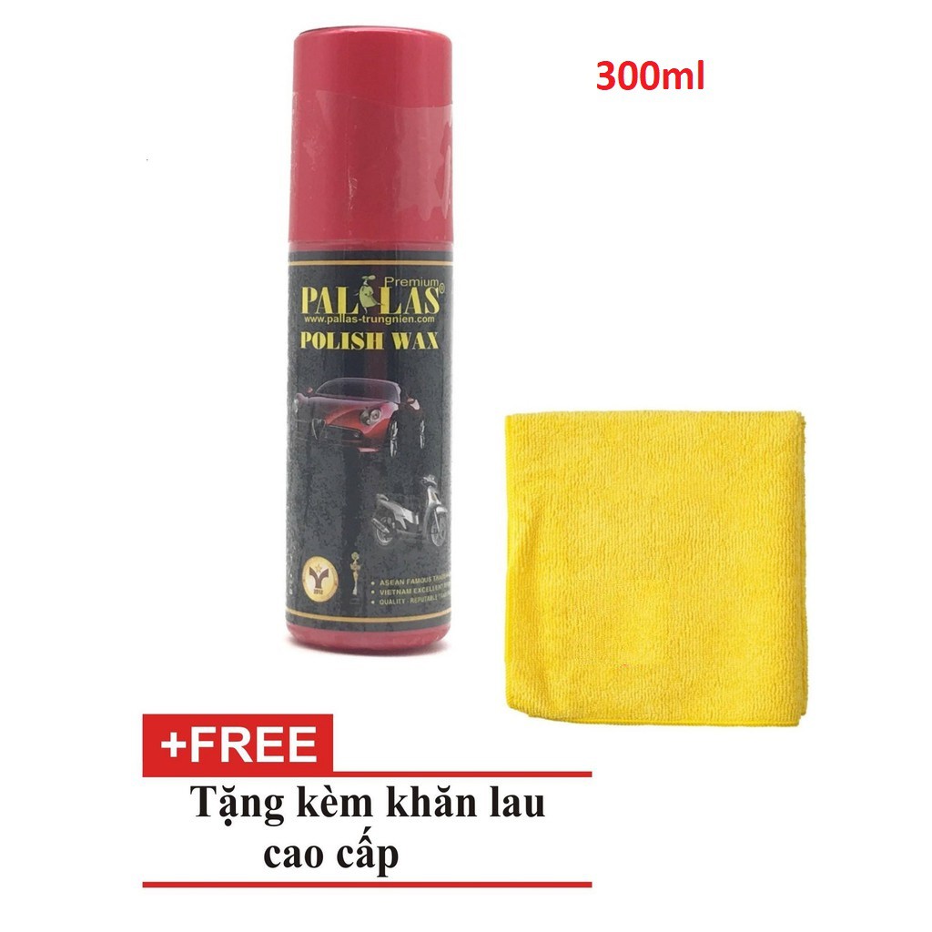 Chai xịt dưỡng bóng sơn xe máy Pallas Polish Wax 300ml + Khăn lau