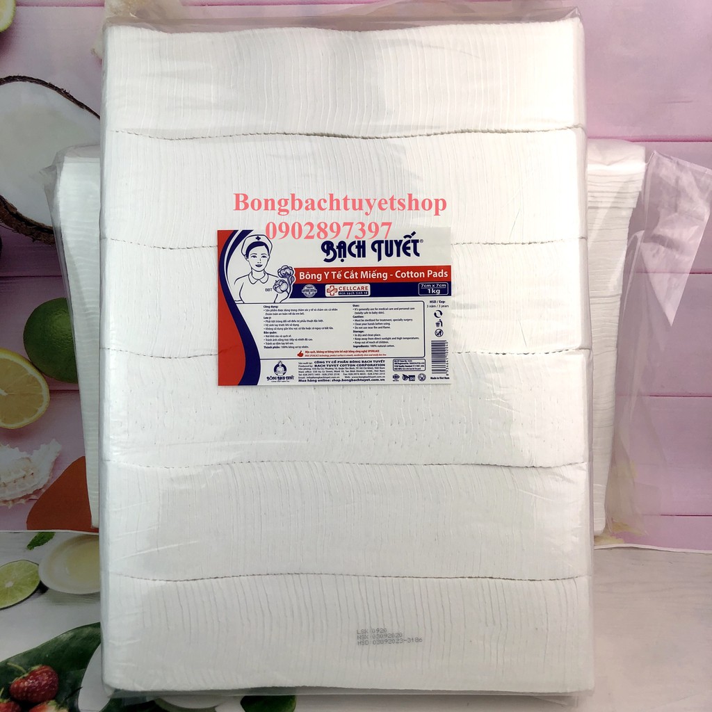 Bông Y Tế Bạch Tuyết Cắt Miếng 1kg 7x7 - Vệ Sinh cho bé