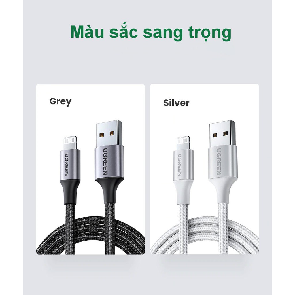 Cáp sạc nhanh dòng 2.4A cổng Lightning chuẩn MFi dài 0.25-2m UGREEN US291