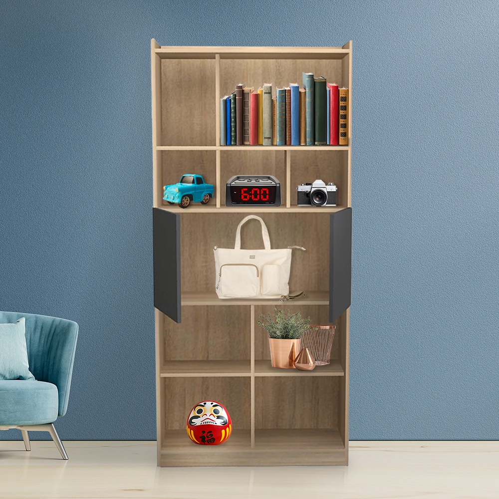 HomeBase ME LIVING Tủ cao bằng gỗ ép Thái Lan SUPRA W82XD30XH180cm màu gỗ sồi tối