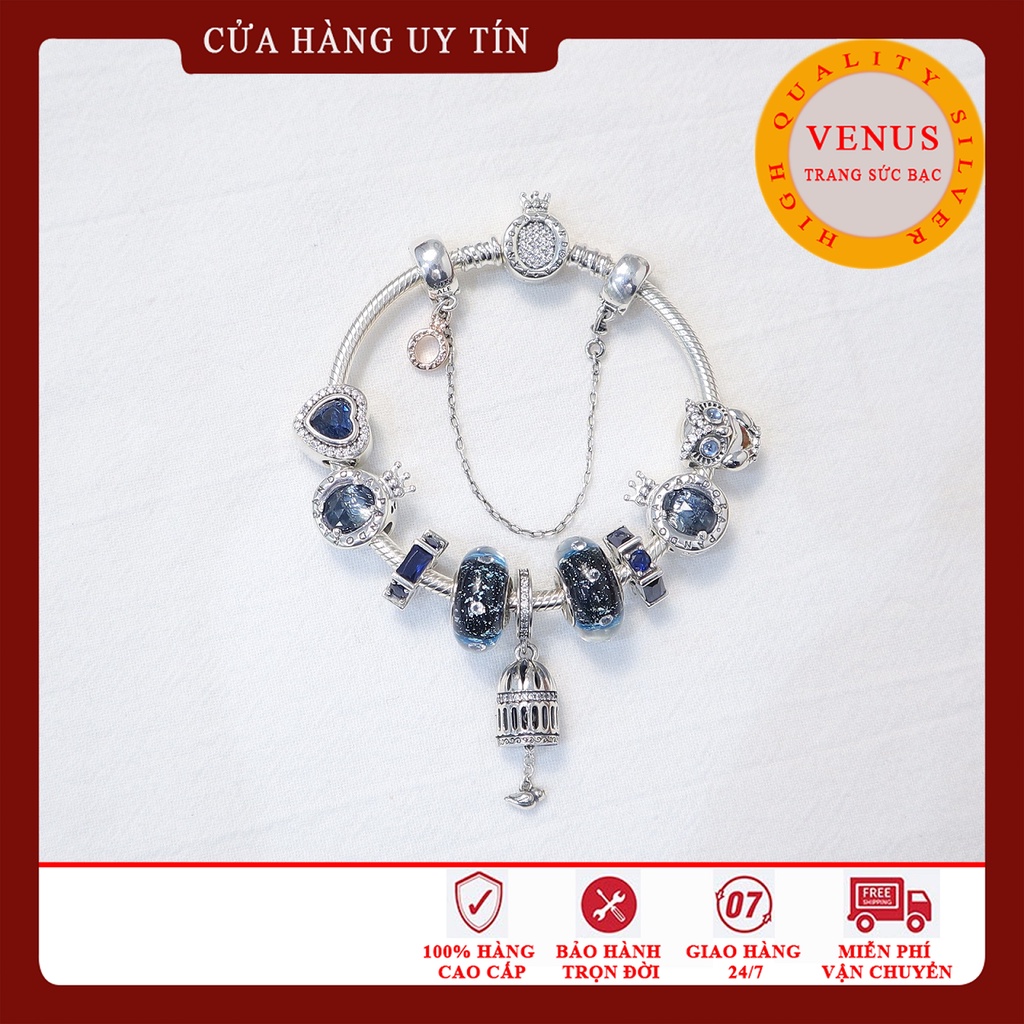 Vòng charm màu xanh đậm- Trang sức bạc VENUS