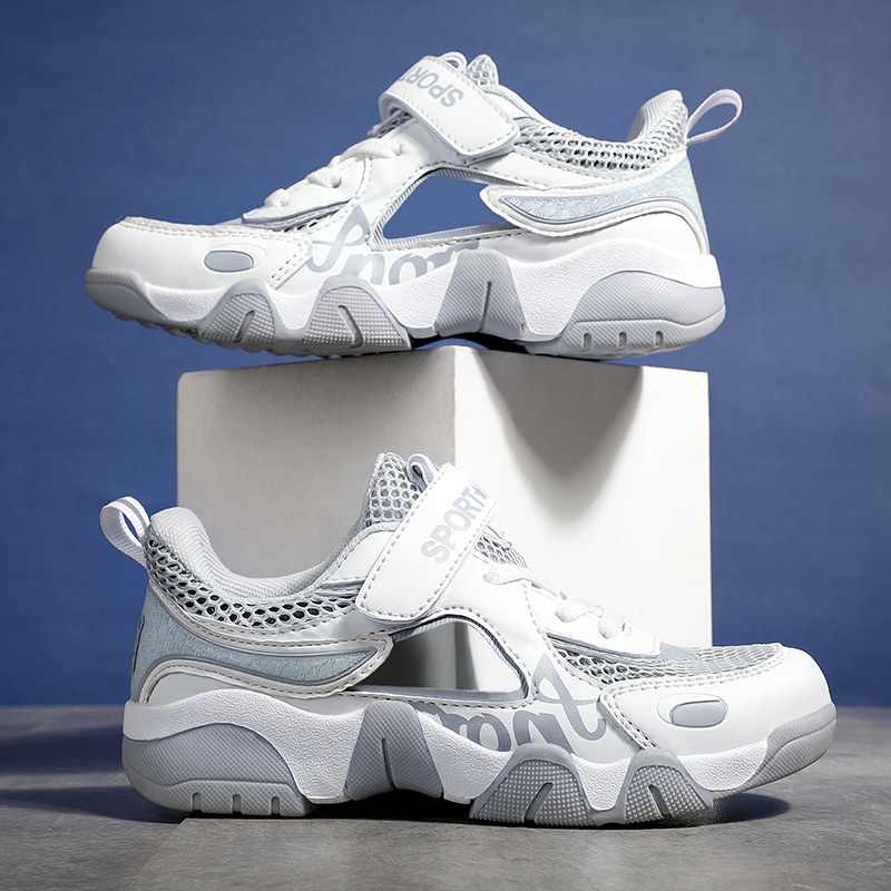 Giày Thể Thao Phối Lưới Thoáng Khí Chống Trượt Thời Trang Mùa Hè Cho Bé Trai Và Bé Gái Với 3 Màu Tùy Chọn 28-38